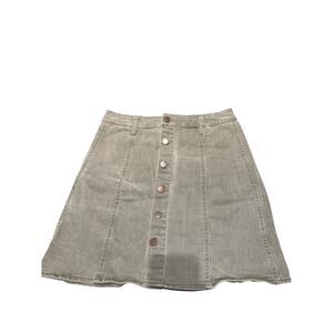 Falls Creek Women Denim Jean short Skirt 6 Green Button Up Front Fit & Flare